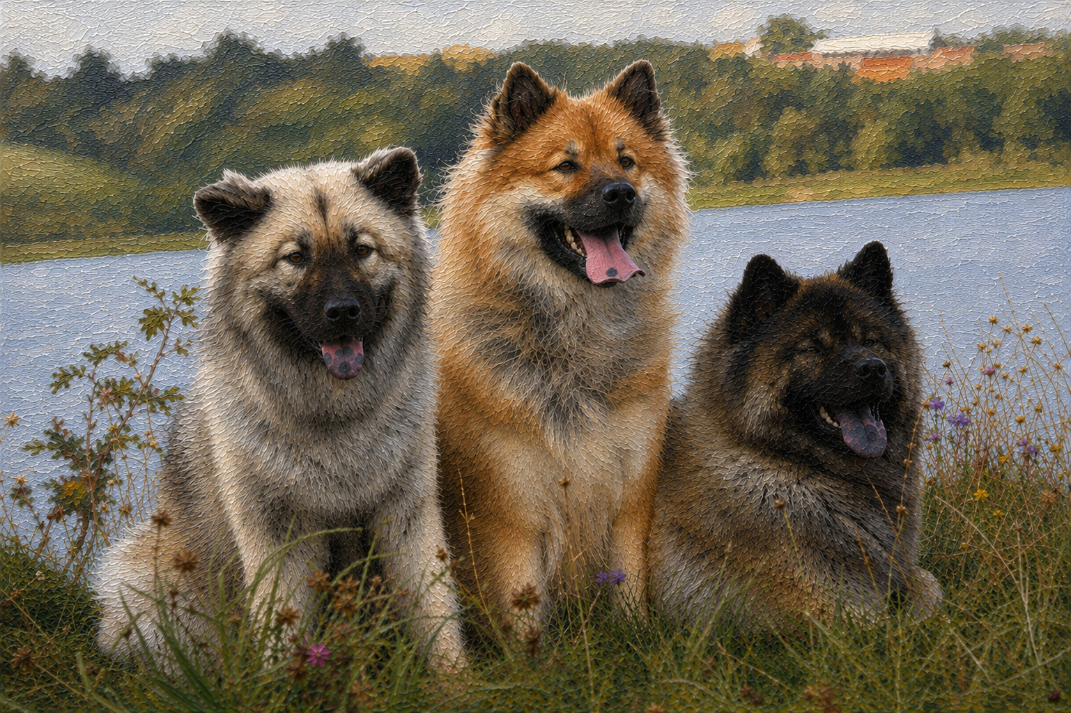 3 Dog Oil Painting